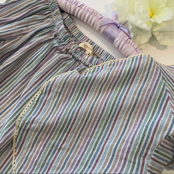 SOLITAIRE RAINBOW STRIPED BELL SLEEVE OFF SHOULDER - Picture 6 of 16